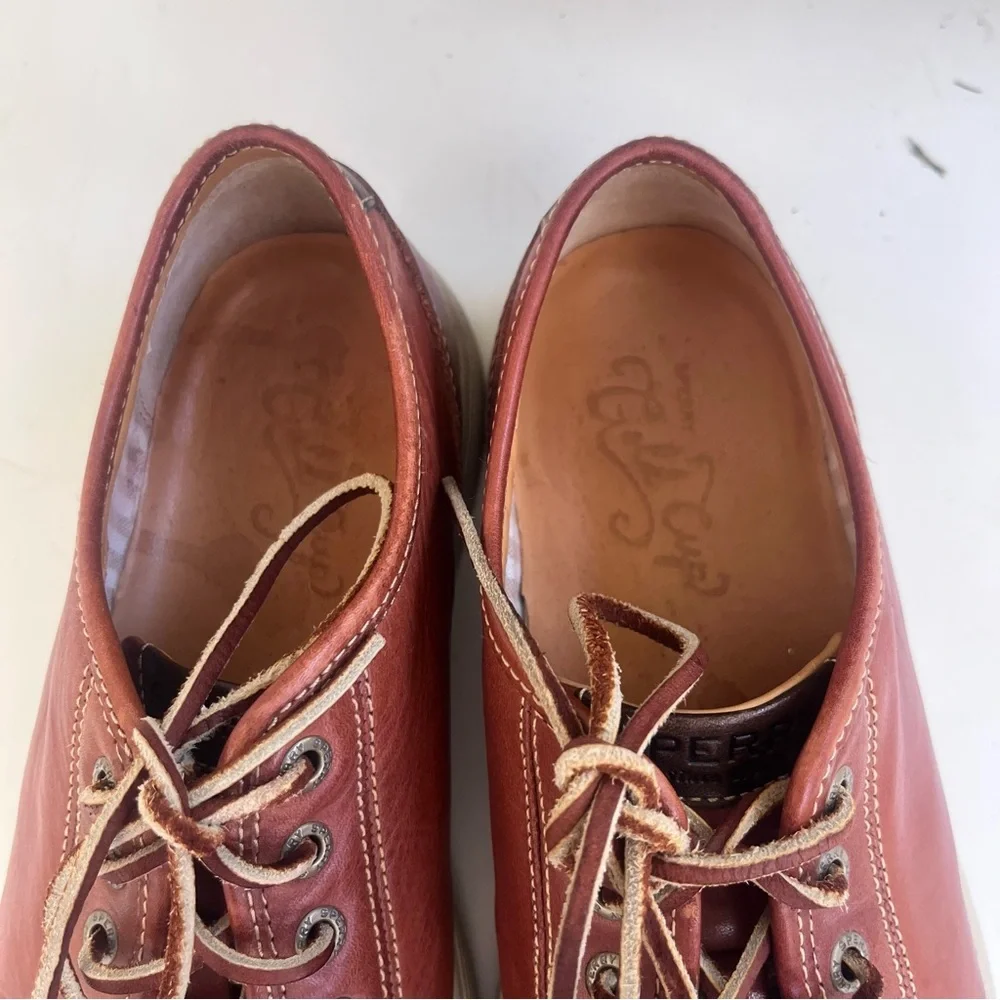 Sperry GOLD CUP 6 eye Sneaker Rich cognac Brown Leather CVO lace up Wave Siping